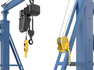  Adjustable Steel Gantry with Powered Chain Hoist Blue 