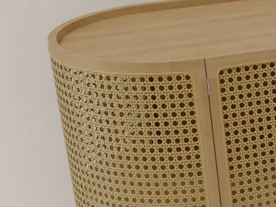 Side Cabinet SKLUM Rattan and Edwina Wood 3D model