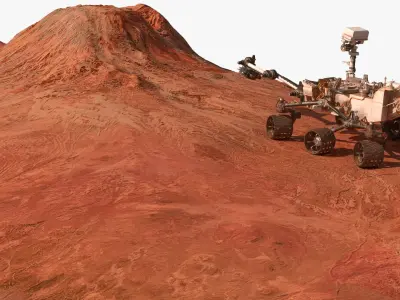  Scientific Rover on Martian Volcanic Slope 