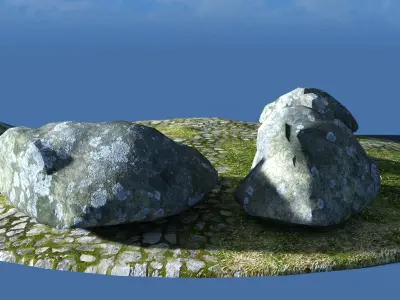 stone trunk and grass 3D model