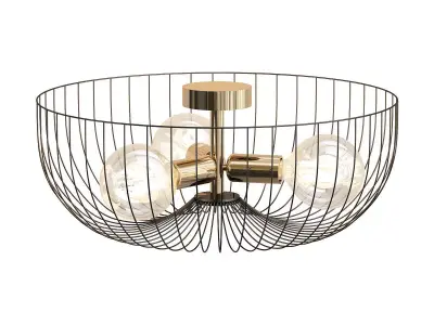 lussole wire basket ceiling light - gold 3D model