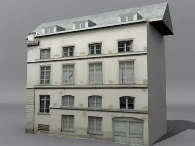 Low Poly Building house in paris 3D model