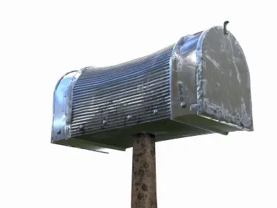 Old silver Mailbox Lowpoly Low-poly 3D model