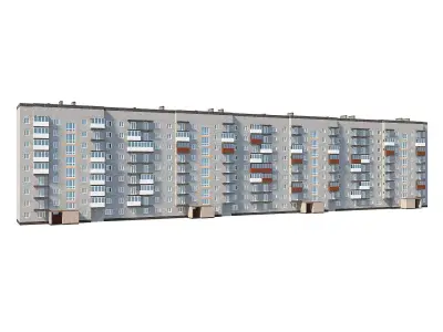 nine-storey house built by the ussr Low-poly 3D model