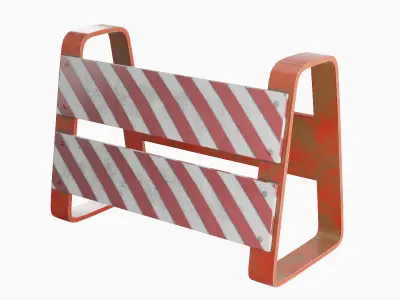 Traffic Barricade Set Low-poly 3D model