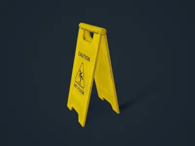 Wet Floor Sign Low-poly 3D model