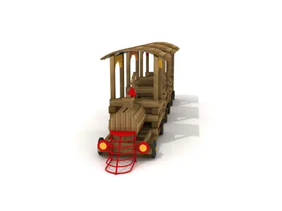 Kids Game Play Equipment 019 Wood Train 3D model