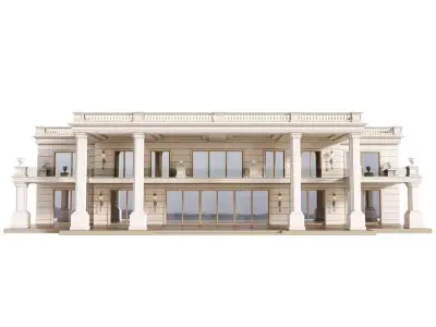 Facade of a private house in a modern light classic  3D model