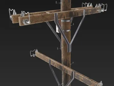 Old electricity pole Low-poly 3D model