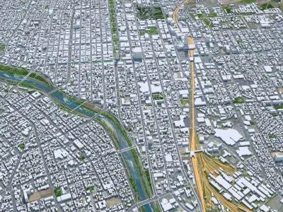Sapporo Downtown Hokkaido Japan Low-poly 3D model