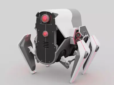 Spider robot rigged - animated character 3D model