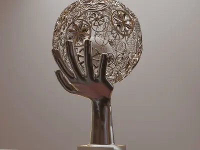 astral-table-lamp hand holding metal globe 3D model