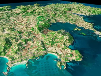 Iki Island Island full 3d model terrain Low-poly 3D model