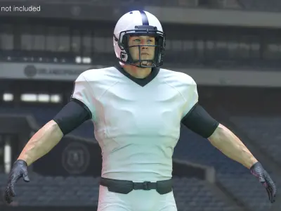  Man White Uniform T-Pose American Football Players 