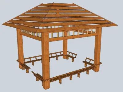 wooden pavilon 3d sketchup model 3D model