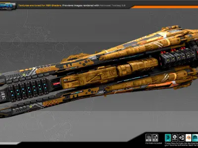 Federation Destroyer B5 Low-poly 3D model