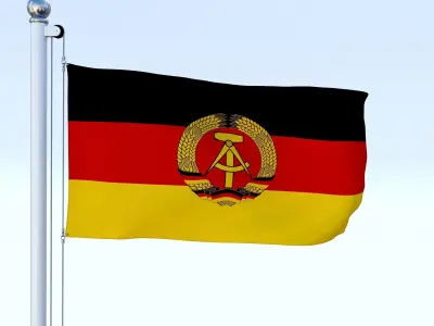 Animated East Germany Flag Low-poly 3D model