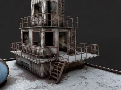 Post Apo Gas Station Collection Low-poly 3D model