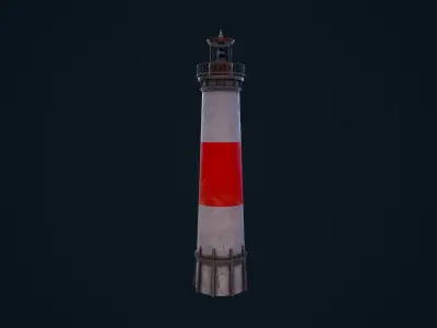 Lighthouse with stripes Low-poly 3D model