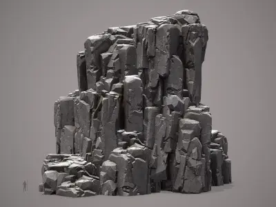 Large Stylized Modular Cliff Rock - Game Ready Low-poly 3D model