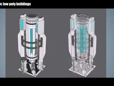 35 Futuristic Buildings VOL 7 Low-poly 3D model