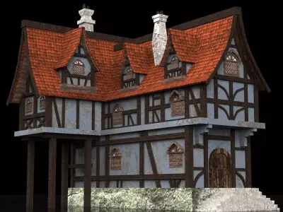 3 Fantasy houses Low-poly 3D model