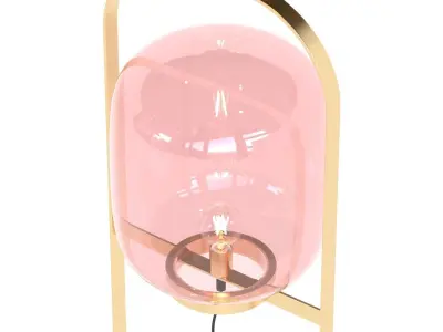 Kare Floor Lamp Jupiter Pink-Brass 3D model