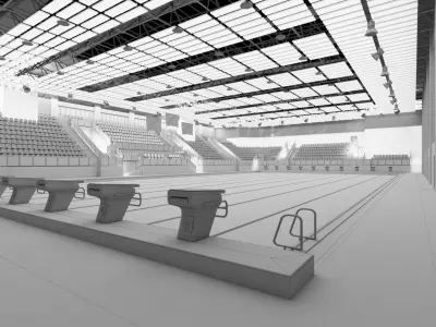 Modern Indoor Swimming Pool 3D Scene 3D model