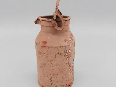 Decorative milk can - photoscan Low-poly 3D model