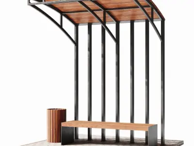 Benches pergola urn 3D model purchase