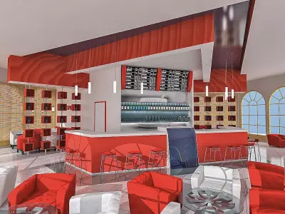 Coffee House Interior Low-poly 3D model