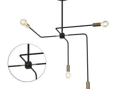 ODDER modern chandelier with three light bulbs 3D model