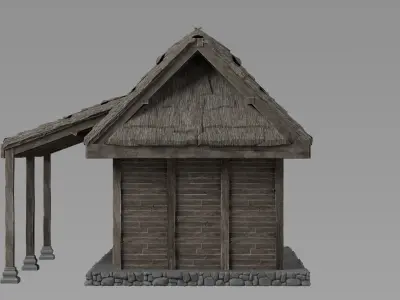 Rumah Gubuk Bali Kayu Wooden Balinese Hut 3D model
