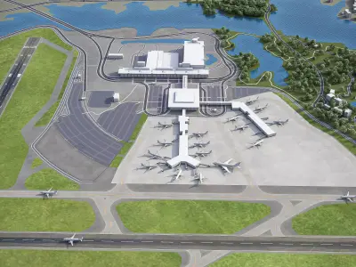 Norfolk - International Airport - ORF Low-poly 3D model