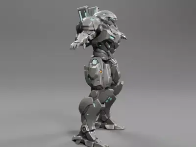 Cyber Robot Character for Games and Animation Low-poly 3D model