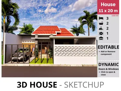 House 11x20m code 616 - Sketchup 3D model 3D model 3D model