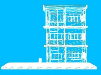 Low Poly Pink Storey Building House Low-poly 3D model