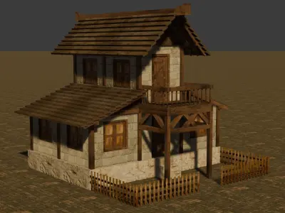 Low Poly Medieval Town House Pack with Various Building Styles Low-poly 3D model