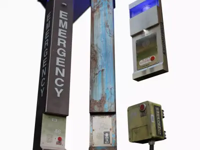 Campus Blue Light System Stations Low-poly 3D model