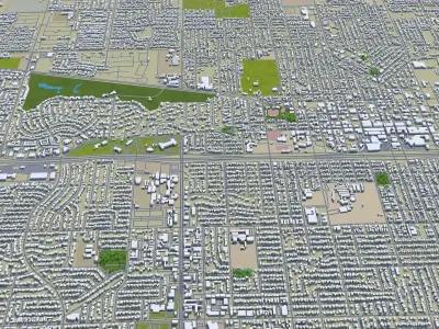 Visalia California USA 25km Low-poly 3D model