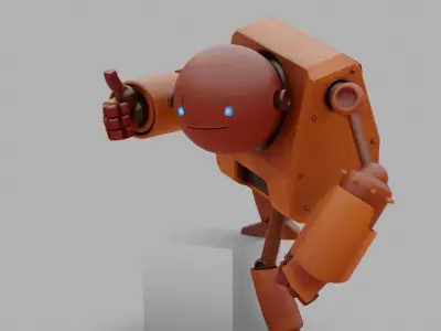 Toon robot rigged - animated character 3D model