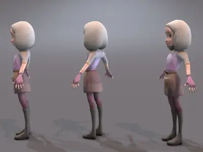teen with white hair Low-poly 3D model
