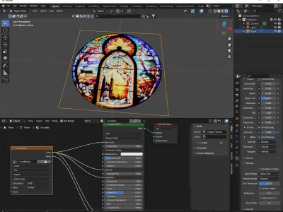 Glass art flat fantasy church window with colors Low-poly 3D model