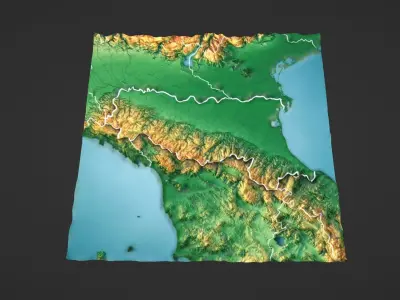 Italy Map Topography Low-poly 3D model