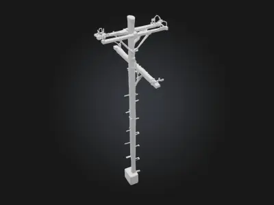Wooden Utility Pole  Classic Infrastructure Element 3D model