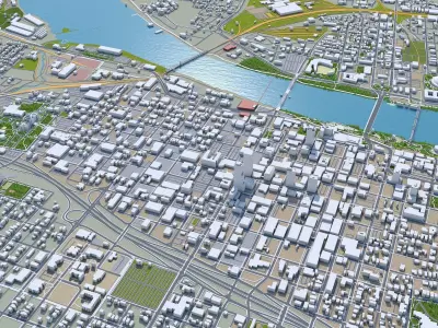 Little Rock Downtown Arkansas USA Low-poly 3D model