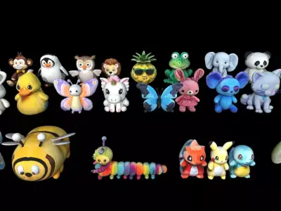 Plushy Toys Pack Low-poly 3D model