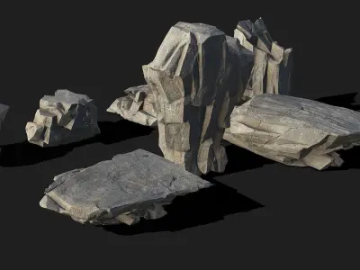 Mountain Rocks - 3D Models PBR Pack 05 Low-poly 3D model