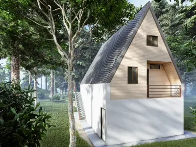 A-Frame House Garage 3D Model Architectural Visualization  3D model