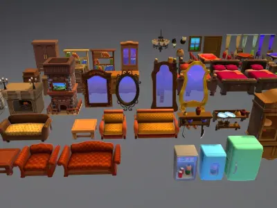 Stylish furniture Low-poly 3D model